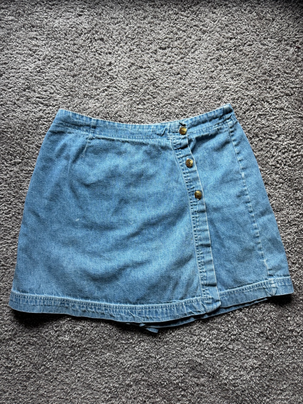 Denim Button-Front Skort in Light Blue